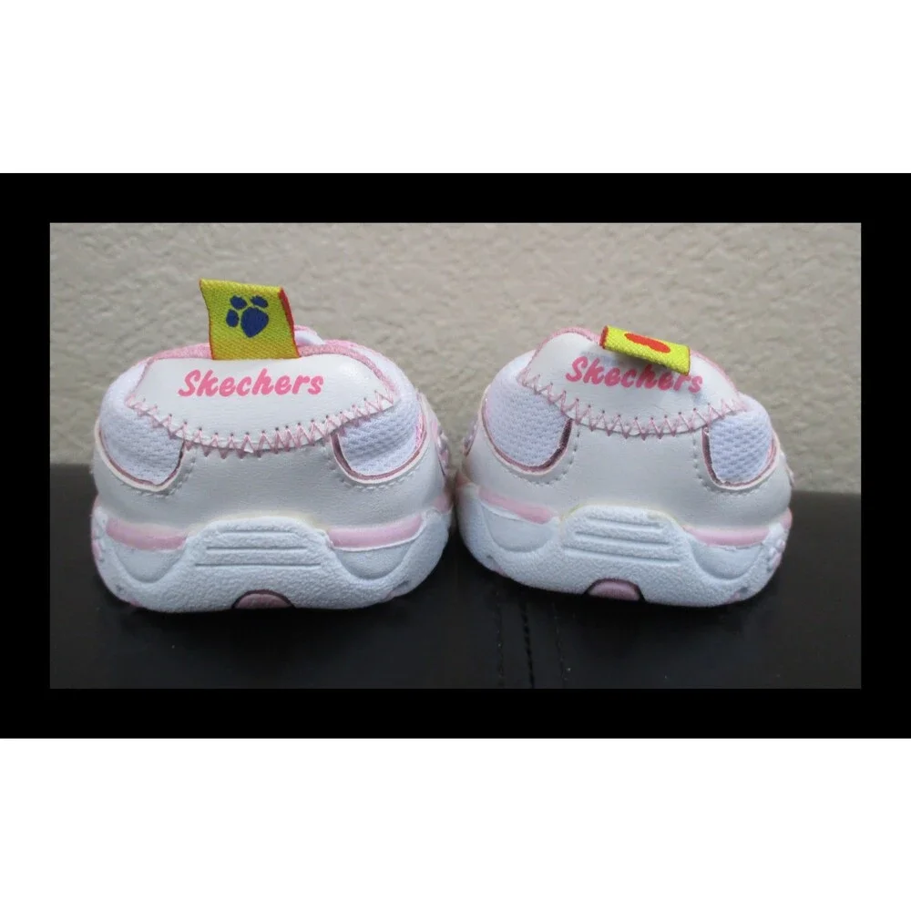 Build A Bear Workshop White & Pinks No Tie Slip On Skecher Tennis Shoes